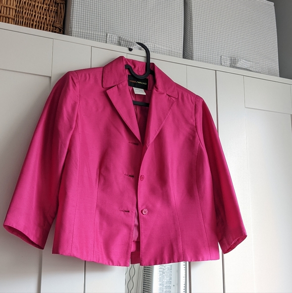 Harris Wallace Silk Cropped Jacket Sz 4 - Picture 6 of 7